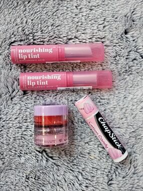 NEW Set (4) Pink Lip Care Bath Body Works Lip Tint CtnCandy Chapstick Scrub Mask